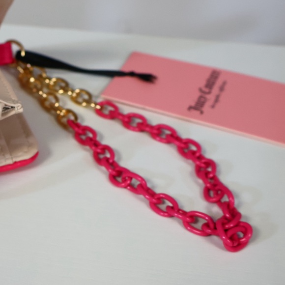 Juicy Couture Hot Pink Wallet with Gold/Pink Chain Wristlet NWT - Picture 2 of 8